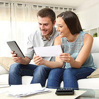 Young couple going over finances